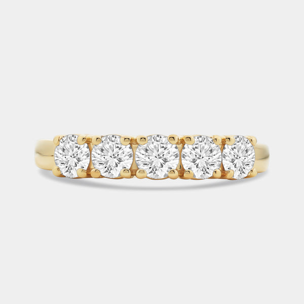 1 Carat Lab-Grown Diamond Round-Shaped Five-Stone Ring in a Shared Prong Setting — GILDED New York