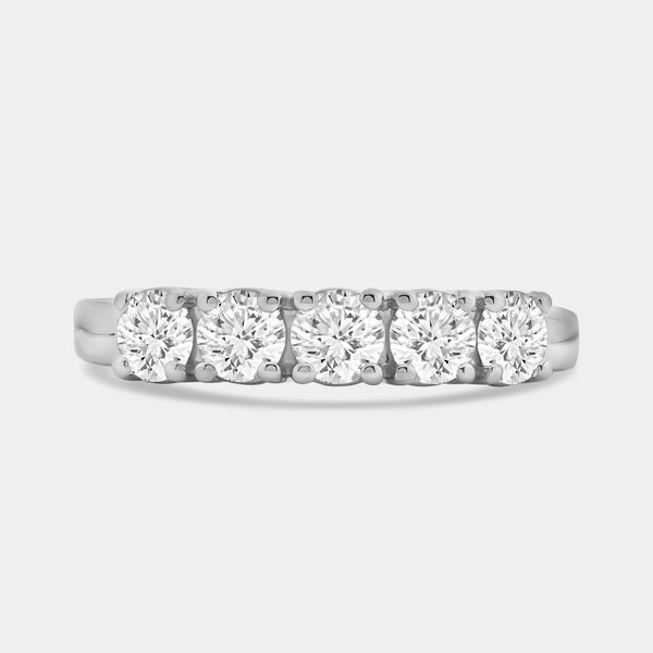 1 Carat Lab-Grown Diamond Round-Shaped Five-Stone Ring in a Shared Prong Setting — GILDED New York