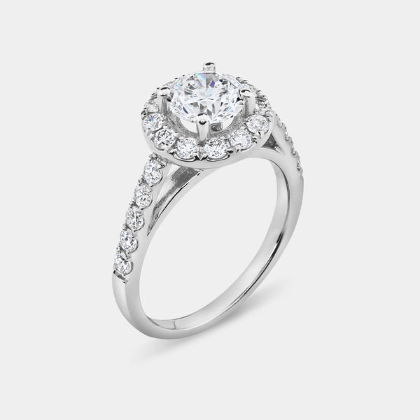 2 and 1/2 Carat Lab-Grown Diamond Round-Shaped Halo Engagement Ring Set — GILDED New York