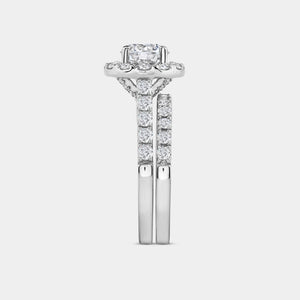 Gilded 2 and 1/2 Carat Lab-Grown Diamond Round-Shaped Halo Engagement Ring Set