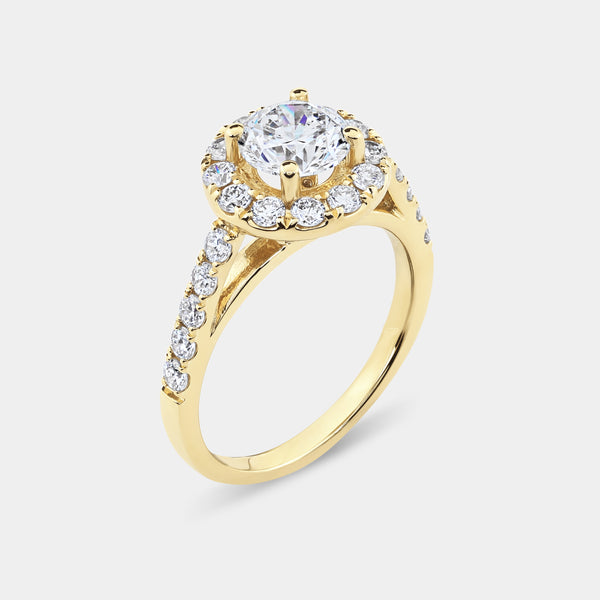 2 and 1/2 Carat Lab-Grown Diamond Round-Shaped Halo Engagement Ring Set — GILDED New York
