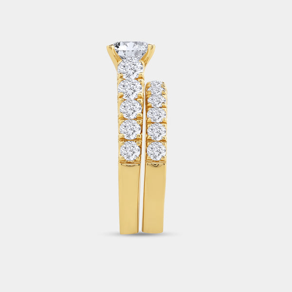 3 Carat Lab-Grown Diamond Princess-Cut Solitaire Plus Engagement Set with Composite Sides — GILDED New York