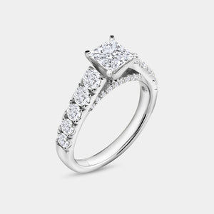 Gilded 3 Carat Lab-Grown Diamond Princess-Cut Solitaire Plus Engagement Set with Composite Sides