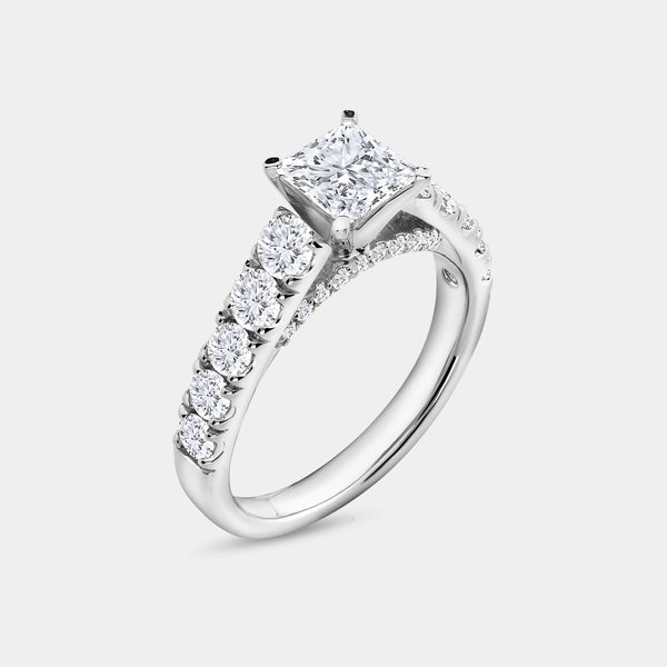 3 Carat Lab-Grown Diamond Princess-Cut Solitaire Plus Engagement Set with Composite Sides — GILDED New York