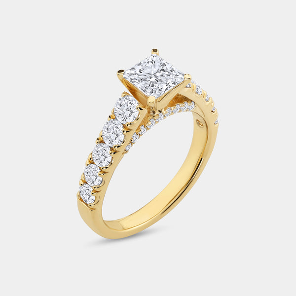 3 Carat Lab-Grown Diamond Princess-Cut Solitaire Plus Engagement Set with Composite Sides — GILDED New York
