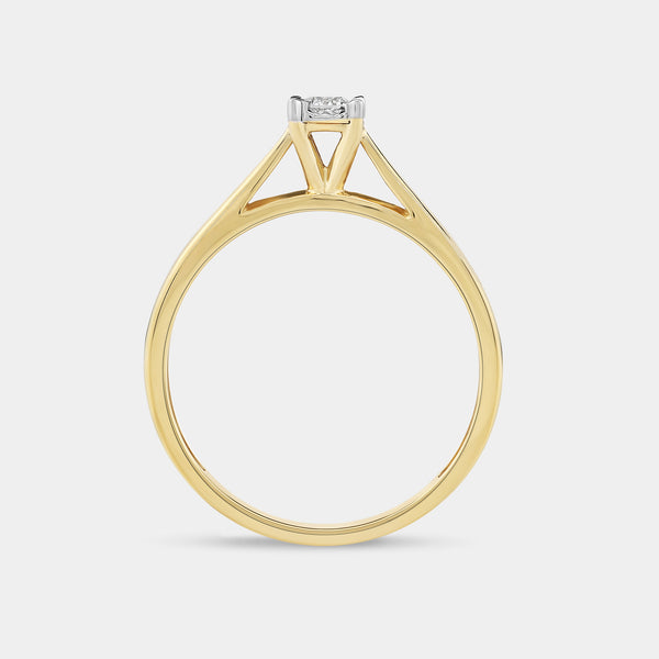1/10 Carat Lab-Grown Diamond Round-Shaped Classic Solitaire Ring Set In An Illusion Plate — GILDED New York