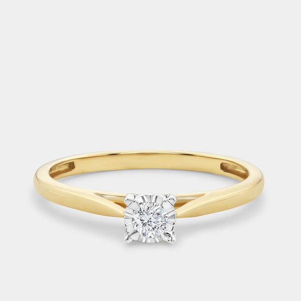 1/10 Carat Lab-Grown Diamond Round-Shaped Classic Solitaire Ring Set In An Illusion Plate — GILDED New York