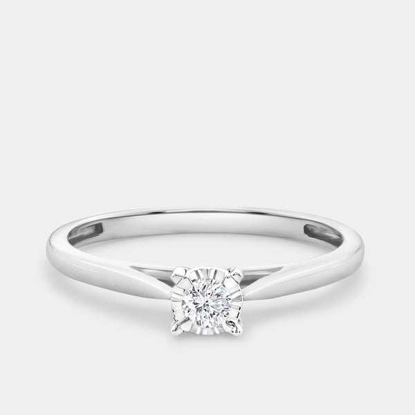1/10 Carat Lab-Grown Diamond Round-Shaped Classic Solitaire Ring Set In An Illusion Plate — GILDED New York