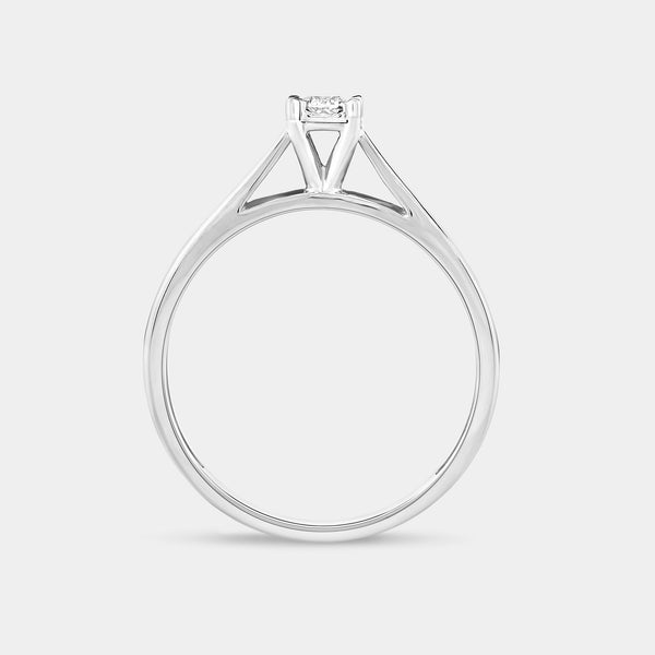 1/10 Carat Lab-Grown Diamond Round-Shaped Classic Solitaire Ring Set In An Illusion Plate — GILDED New York