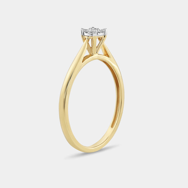 1/10 Carat Lab-Grown Diamond Round-Shaped Classic Solitaire Ring Set In An Illusion Plate — GILDED New York