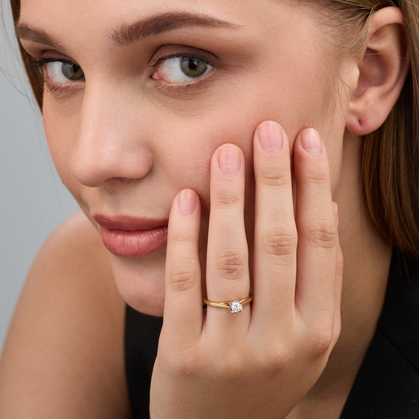 1/4 Carat Lab-Grown Diamond Round-Shaped Classic Solitaire Ring Set In An Illusion Plate — GILDED New York