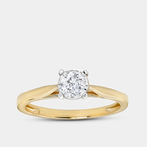 1/4 Carat Lab-Grown Diamond Round-Shaped Classic Solitaire Ring Set In An Illusion Plate — GILDED New York