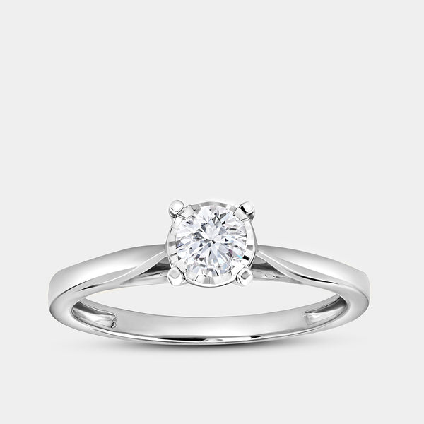 1/4 Carat Lab-Grown Diamond Round-Shaped Classic Solitaire Ring Set In An Illusion Plate — GILDED New York