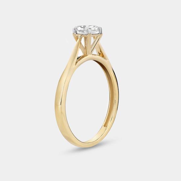 1/4 Carat Lab-Grown Diamond Round-Shaped Classic Solitaire Ring Set In An Illusion Plate — GILDED New York