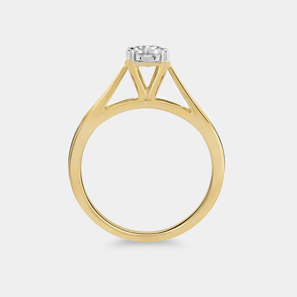 1/4 Carat Lab-Grown Diamond Round-Shaped Classic Solitaire Ring Set In An Illusion Plate — GILDED New York