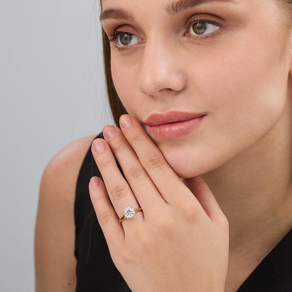 1/2 Carat Lab-Grown Diamond Round-Shaped Classic Solitaire Ring Set In An Illusion Plate — GILDED New York