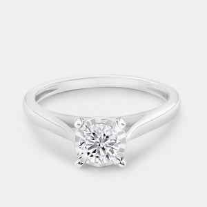Gilded 1/2 Carat Lab-Grown Diamond Round-Shaped Classic Solitaire Ring Set In An Illusion Plate