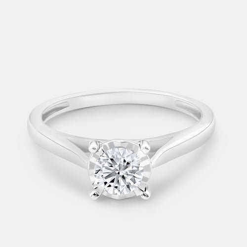Gilded 1/2 Carat Lab-Grown Diamond Round-Shaped Classic Solitaire Ring Set In An Illusion Plate