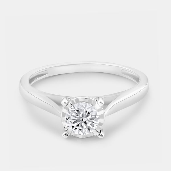 1/2 Carat Lab-Grown Diamond Round-Shaped Classic Solitaire Ring Set In An Illusion Plate — GILDED New York