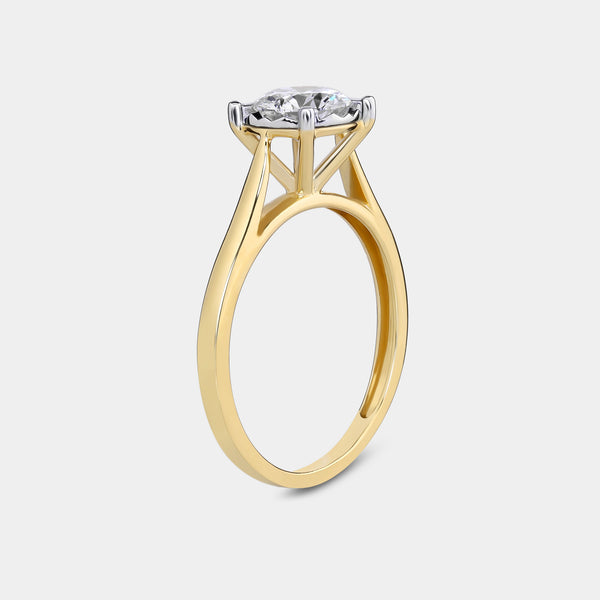 1/2 Carat Lab-Grown Diamond Round-Shaped Classic Solitaire Ring Set In An Illusion Plate — GILDED New York