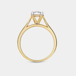 Gilded 1/2 Carat Lab-Grown Diamond Round-Shaped Classic Solitaire Ring Set In An Illusion Plate