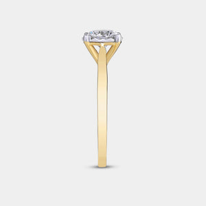 Gilded 1/2 Carat Lab-Grown Diamond Round-Shaped Classic Solitaire Ring Set In An Illusion Plate