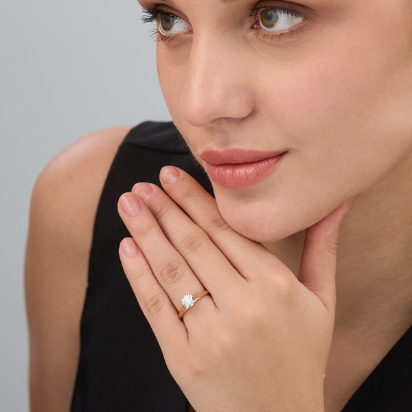 3/4 Carat Lab-Grown Diamond Round-Shaped Classic Solitaire Ring Set In An Illusion Plate — GILDED New York