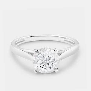 Gilded 3/4 Carat Lab-Grown Diamond Round-Shaped Classic Solitaire Ring Set In An Illusion Plate