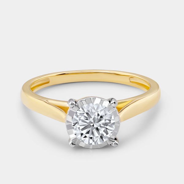 3/4 Carat Lab-Grown Diamond Round-Shaped Classic Solitaire Ring Set In An Illusion Plate — GILDED New York