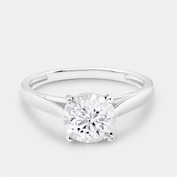 3/4 Carat Lab-Grown Diamond Round-Shaped Classic Solitaire Ring Set In An Illusion Plate — GILDED New York