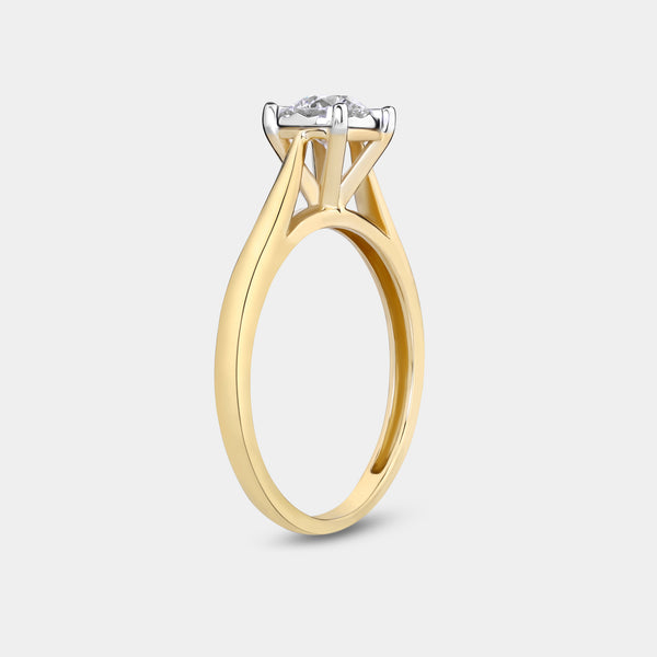 3/4 Carat Lab-Grown Diamond Round-Shaped Classic Solitaire Ring Set In An Illusion Plate — GILDED New York