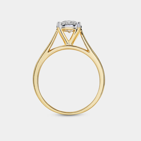 3/4 Carat Lab-Grown Diamond Round-Shaped Classic Solitaire Ring Set In An Illusion Plate — GILDED New York