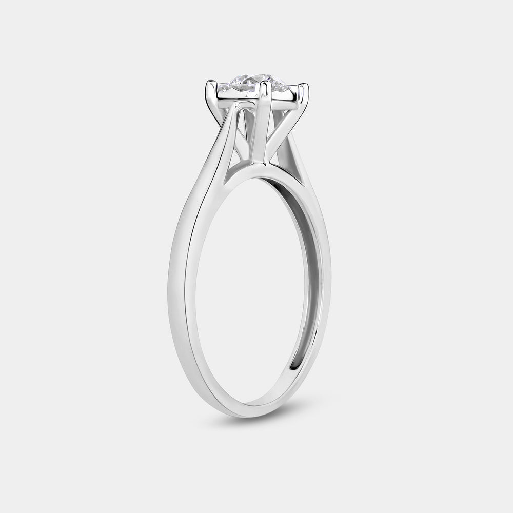Gilded 3/4 Carat Lab-Grown Diamond Round-Shaped Classic Solitaire Ring Set In An Illusion Plate