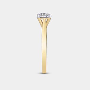 Gilded 3/4 Carat Lab-Grown Diamond Round-Shaped Classic Solitaire Ring Set In An Illusion Plate