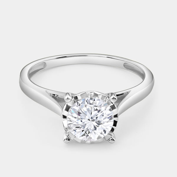 1 Carat Lab-Grown Diamond Round-Shaped Classic Solitaire Ring Set In An Illusion Plate — GILDED New York