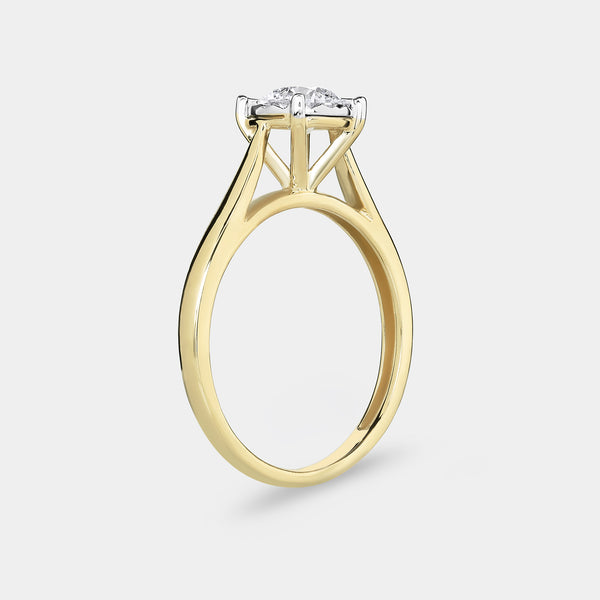 1 Carat Lab-Grown Diamond Round-Shaped Classic Solitaire Ring Set In An Illusion Plate — GILDED New York