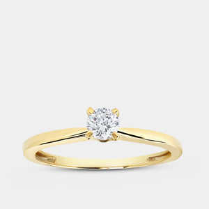 Gilded 1/4 Carat Lab-Grown Diamond Round-Shaped Classic Solitaire Ring