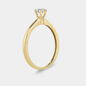 Gilded 1/4 Carat Lab-Grown Diamond Round-Shaped Classic Solitaire Ring