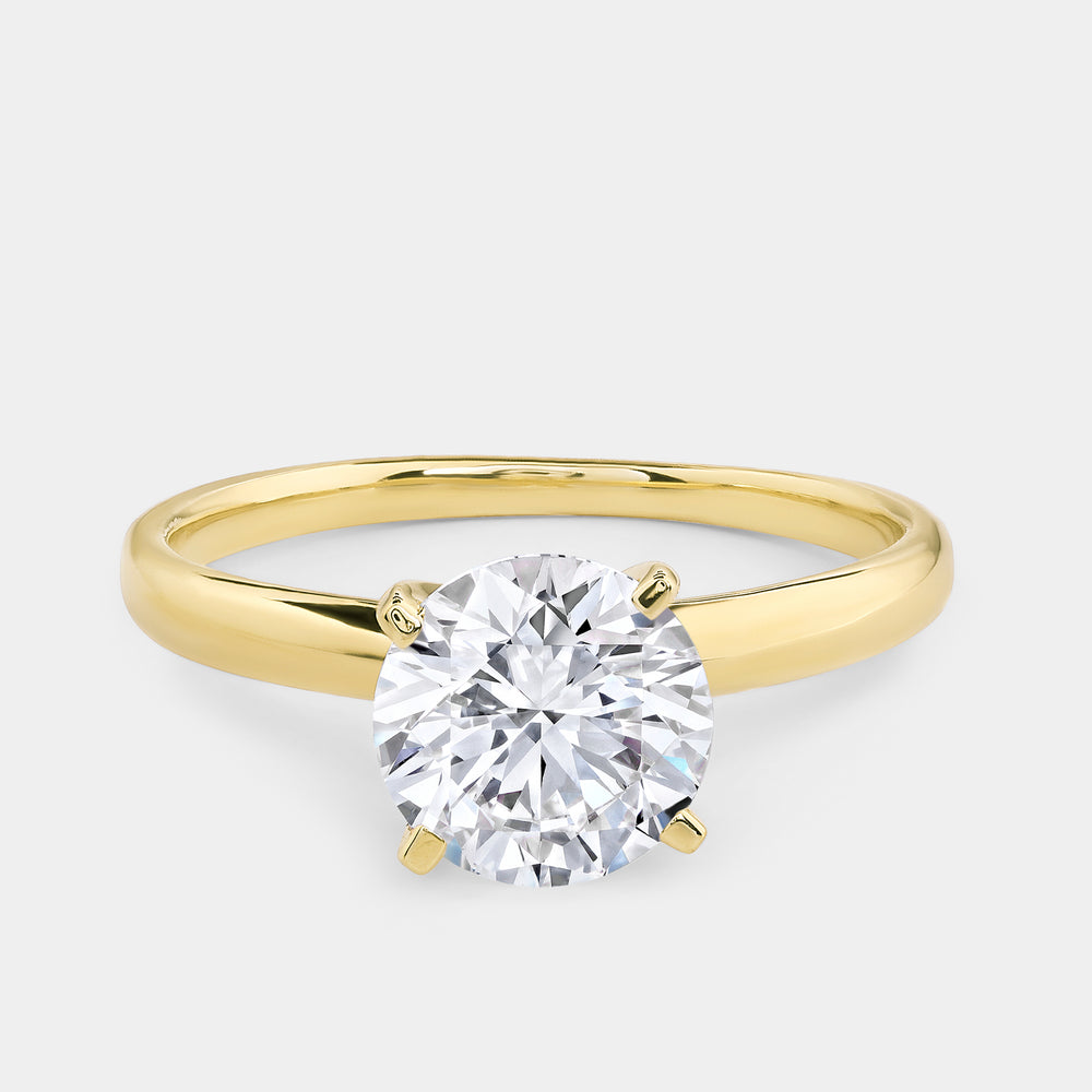 Gilded 3/4 Carat Lab-Grown Diamond Round-Shaped Classic Solitaire Ring