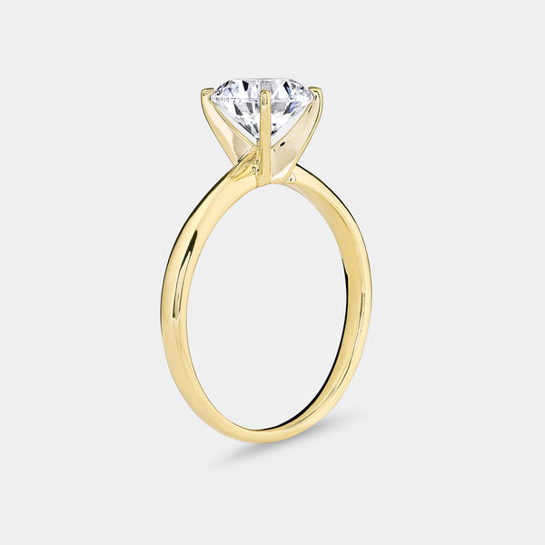 Gilded 3/4 Carat Lab-Grown Diamond Round-Shaped Cathedral Solitaire Ring