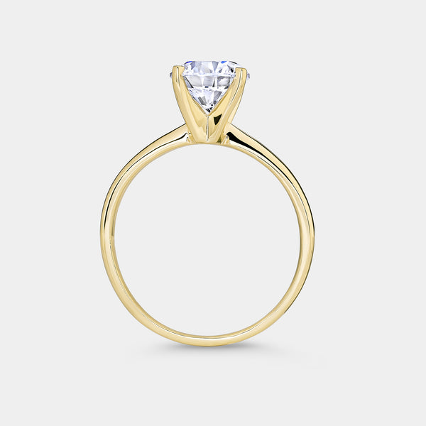 Gilded 3/4 Carat Lab-Grown Diamond Round-Shaped Cathedral Solitaire Ring