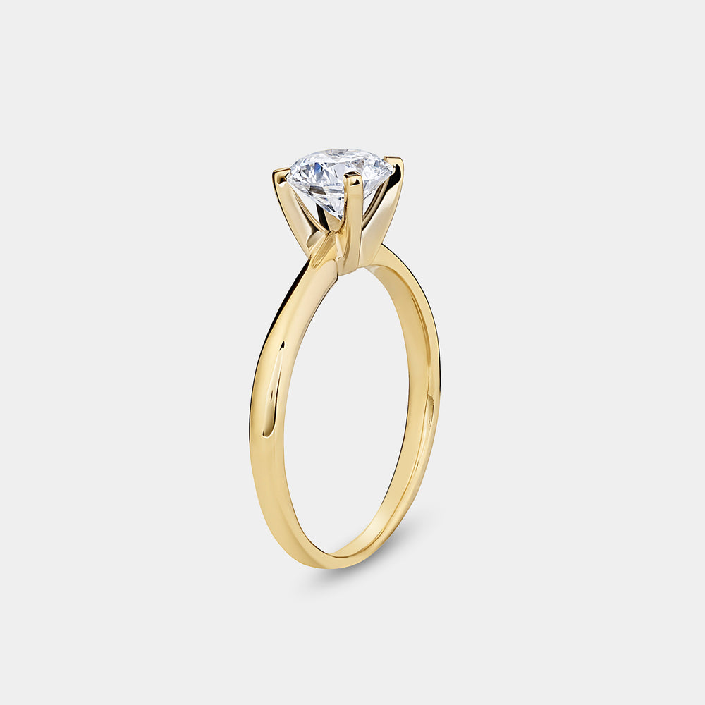 Gilded 3/4 Carat Lab-Grown Diamond Round-Shaped Classic Solitaire Ring