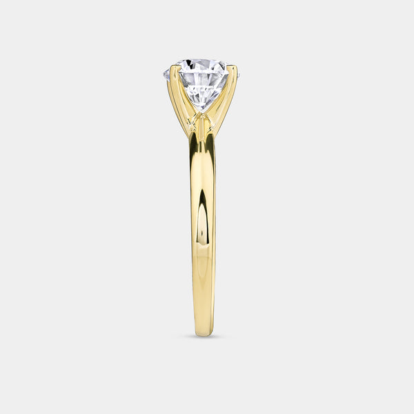 Gilded 3/4 Carat Lab-Grown Diamond Round-Shaped Cathedral Solitaire Ring