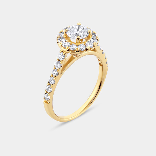 1 and 3/4 Carat Lab-Grown Diamond Round Halo Engagement Ring Set with a Round-Shaped Center — GILDED New York