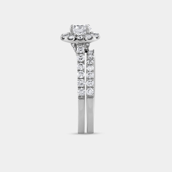 1 and 3/4 Carat Lab-Grown Diamond Round Halo Engagement Ring Set with a Round-Shaped Center — GILDED New York