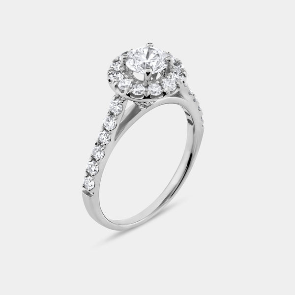 1 and 3/4 Carat Lab-Grown Diamond Round Halo Engagement Ring Set with a Round-Shaped Center — GILDED New York
