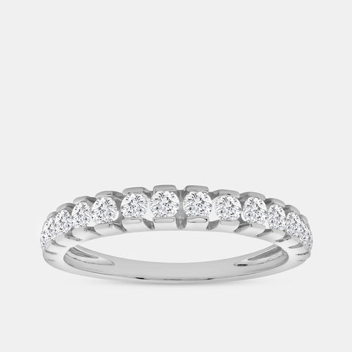 Gilded 1/2 Carat Lab-Grown Diamond Single-Row Half-Channel-Set Classic Anniversary Band