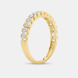 Gilded 1/2 Carat Lab-Grown Diamond Single-Row Half-Channel-Set Classic Anniversary Band