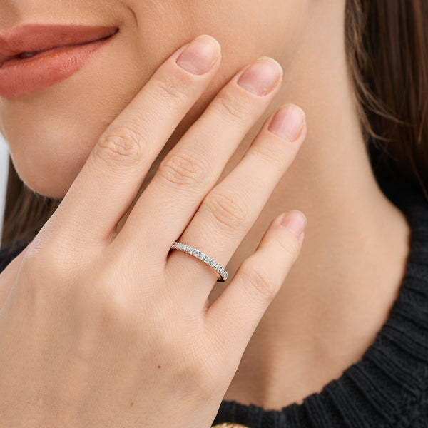 Gilded 3/8 Carat Lab-Grown Diamond Round-Shaped French Pave Wedding Band