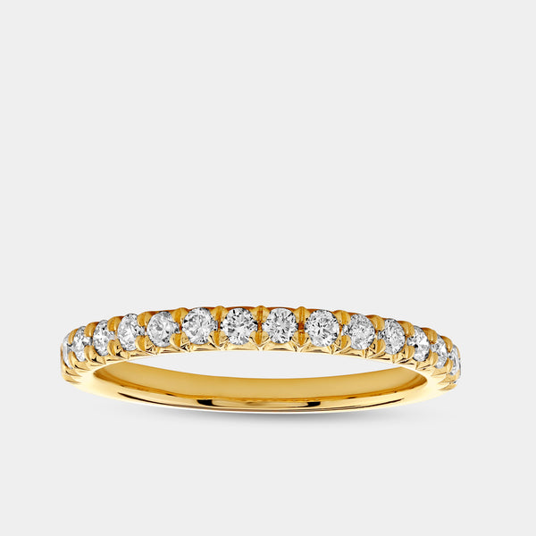 Gilded 3/8 Carat Lab-Grown Diamond Round-Shaped French Pave Wedding Band